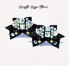 Dog Bow-Maltese Pairs, Bow Ties, Crystal, -Black