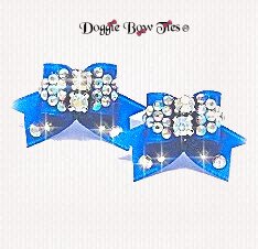 Dog Bow-Maltese Pairs, Bow Ties, Crystal, -Turquoise
