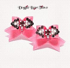 Dog Bow-Maltese Pairs, Bow Ties, Crystal, -Pink