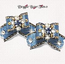 Dog Bow-Maltese Pairs, Bow Ties, Crystal, Flower, Powder Blue
