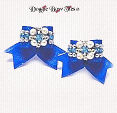 Dog Bow-Maltese Pairs, Bow Ties, Crystal, Ultra Blue