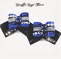 Dog Bow-Maltese Pairs, Bow Ties, Crystal, -Ultra Blue