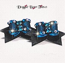 Dog Bow-Maltese Pairs, Bow Ties, Crystal, -Teal