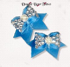 Dog Bow-Maltese Pairs, Bow Ties, Crystal, Baby Blue
