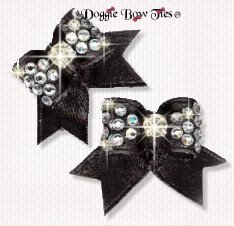 Dog Bow-Maltese Pairs, Bow Ties, Crystal, Black