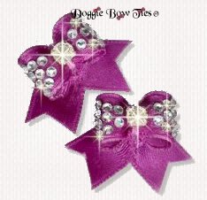 Dog Bow-Maltese Pairs, Bow Ties, Crystal, Purple