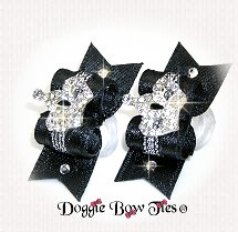  Maltese Pairs Dog Bow-Black Royalty Crown
