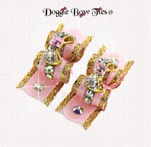 Dog Bows-Maltese Pairs, Crystal, Light Pink, Bows