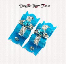 Dog Bows-Maltese Pairs, Crystal, Turquoise, Cross Jewels