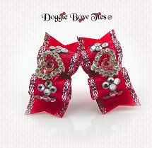 Dog Bow-Maltese Pairs, Red Heart