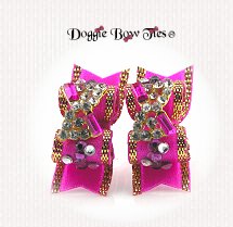 Dog Bow-Maltese Pairs, Shocking Pink, Bow