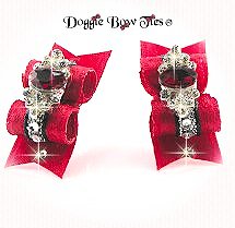 Dog Bow-Maltese Pairs, Crystal Red Ruby