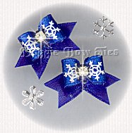 Dog Bow- Holiday, maltese pairs,ROYAL, white, silver snowflake, bow ties