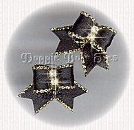 Maltese Pairs Dog Bow-Tiny Bow Ties,Black Gold Edge Satin