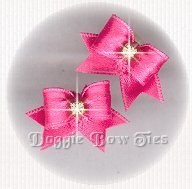 Maltese Pairs Dog Bow-Tiny Bow Ties,Hot Pink Satin 