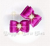 Maltese Pairs Dog Bow-Tiny Satin Flatback, BOB Purple