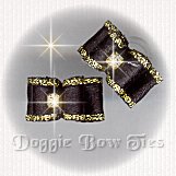 Maltese Pairs Dog Bow-Tiny Satin Flatback, Black