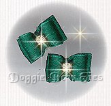 Maltese Pairs Dog Bow-Tiny Satin Flatback, Emerald