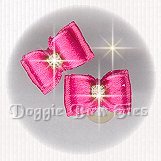 Maltese Pairs Dog Bow-Tiny Satin Flatback, Hot Pink