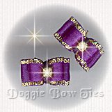 Maltese Pairs Dog Bow-Tiny Satin Flatback, Deep Purple