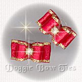 Maltese Pairs Dog Bow-Tiny Satin Flatback, Red