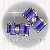 Maltese Pairs Dog Bow-Tiny Satin Flatback, Royal Blue & Gold