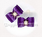 Maltese Pairs Dog Bow-Tiny Satin Flatback, Royal Purple