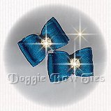 Maltese Pairs Dog Bow-Tiny Satin Flatback, Turquoise/Teal