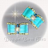 Maltese Pairs Dog Bow-Tiny Satin Flatback, Teal