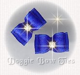 Maltese Pairs Dog Bow-Tiny Satin Flatback, Ultra Blue