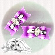 Maltese Pairs Dog Bow- Marquise Diamond SLF Lilac