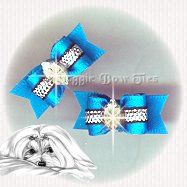 Maltese Pairs Dog Bow- Marquise Diamond SLF Turquoise