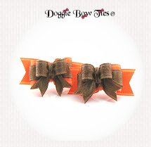 Dog Bows-Maltese Pairs, Micro Tiny Ties, Sable and Apricot