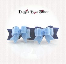 Dog Bow-Micro Tiny Ties Maltese Pairs, Light Blue and Deep Blue