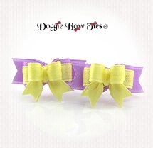 Dog Bow-Micro Tiny Ties Maltese Pairs, Baby Mais and Lilac