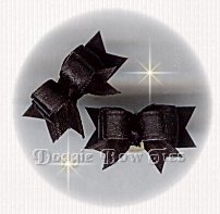 Maltese Pairs Dog Bow-Micro Tiny Ties, Black on Black