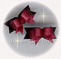 Maltese Pairs Dog Bow-Micro Tiny Ties, Burgundy on Black