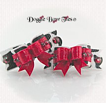 Dog Bow-Maltese, Micro Tiny Ties Dalmatian w/Red