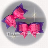 Maltese Pairs Dog Bow-Micro Tiny Ties, Hot Pink on Grappa