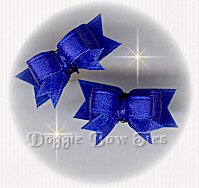 Maltese Pairs Dog Bow-Micro Tiny Ties, Ultra Blue on Ultra Blue