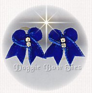 Maltese Pairs Dog Bow- Velvet Pairs, ELECTRIC BLUE