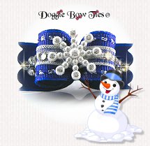 Dog Bow-Puppy SL, Christmas Royal Blue Snowflake