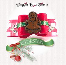 Dog Bow-Puppy SL, Christmas Red Gingerbread Girl