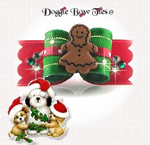 Dog Bow-Puppy SL, Christmas Green Gingerbread Girl