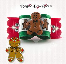 Dog Bow-Puppy SL, Christmas Green Gingerbread Boy