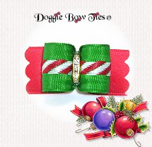 Dog Bow-Puppy SL, Red and Green, Twist, Christmas