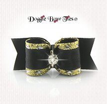 Dog Bow-SL, Fancy, Black and Gold