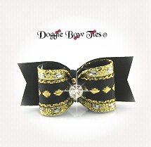 Dog Bow-SL, Fancy, Black and Gold Diamond