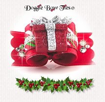Dog Bow-Tiny Ties, Holiday Christmas, Red Gift