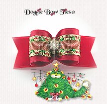 Dog Bow-Puppy SL, Red with Tinsel Band